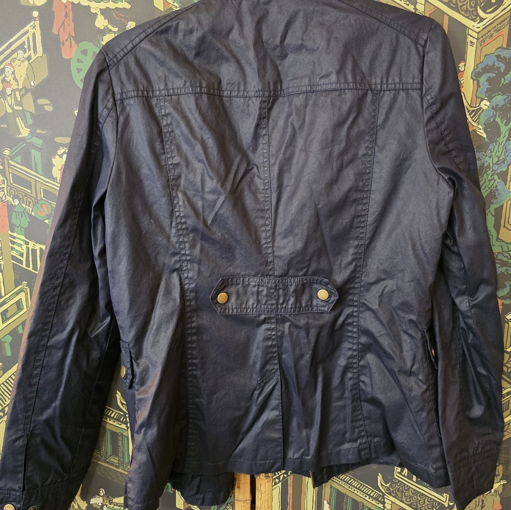 Merona Jacket Size Large Navy Blue Button Up With Zipper Closure - Picture 10 of 12